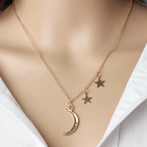 3/$21 Gold Necklace with Moon and Shooting Star - Picture 2 of 2